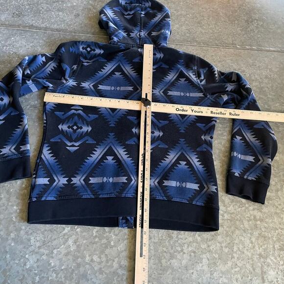 Ralph Lauren Tribal Southwestern Hoodie Womens Medium Blue Sweater Sweatshirt - Picture 8 of 10